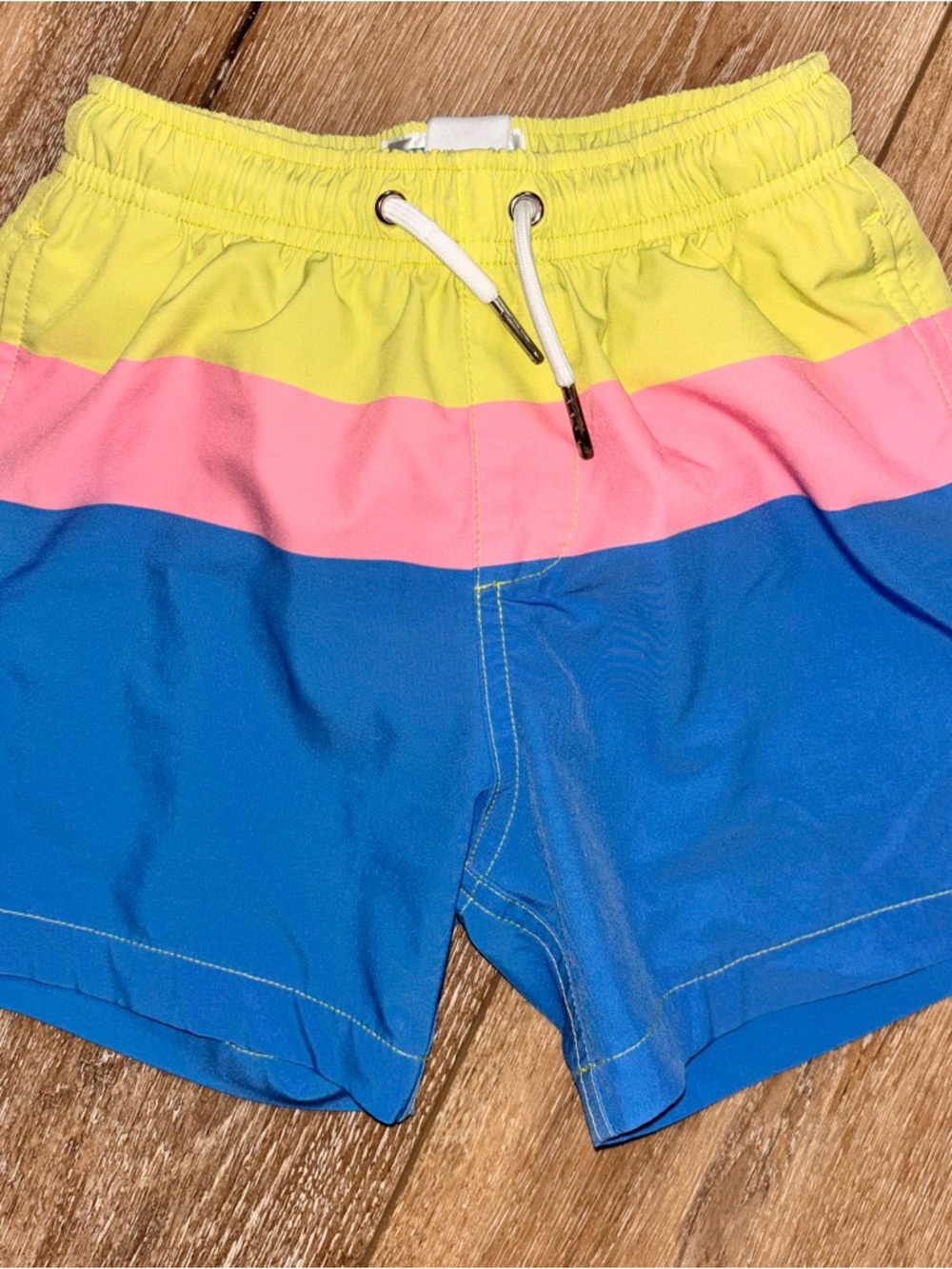 Bermies boy 7 Colorblock Swim Trunks - Yellow, Pink & Blue